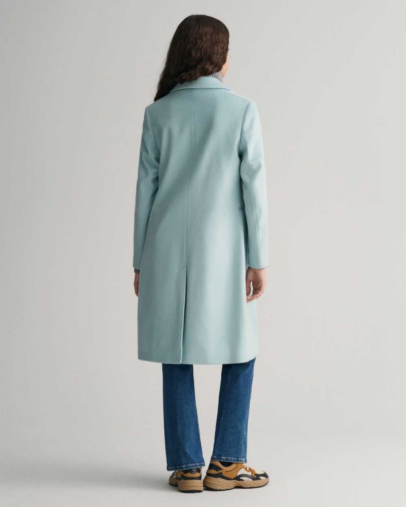 Gant Wool Blend Tailored Women's Coats Dusty Turquoise | FJHZE-5274