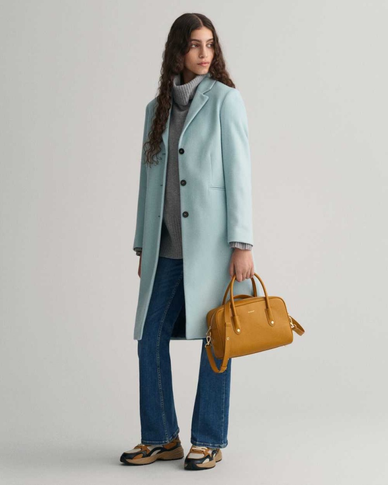 Gant Wool Blend Tailored Women's Coats Dusty Turquoise | FJHZE-5274