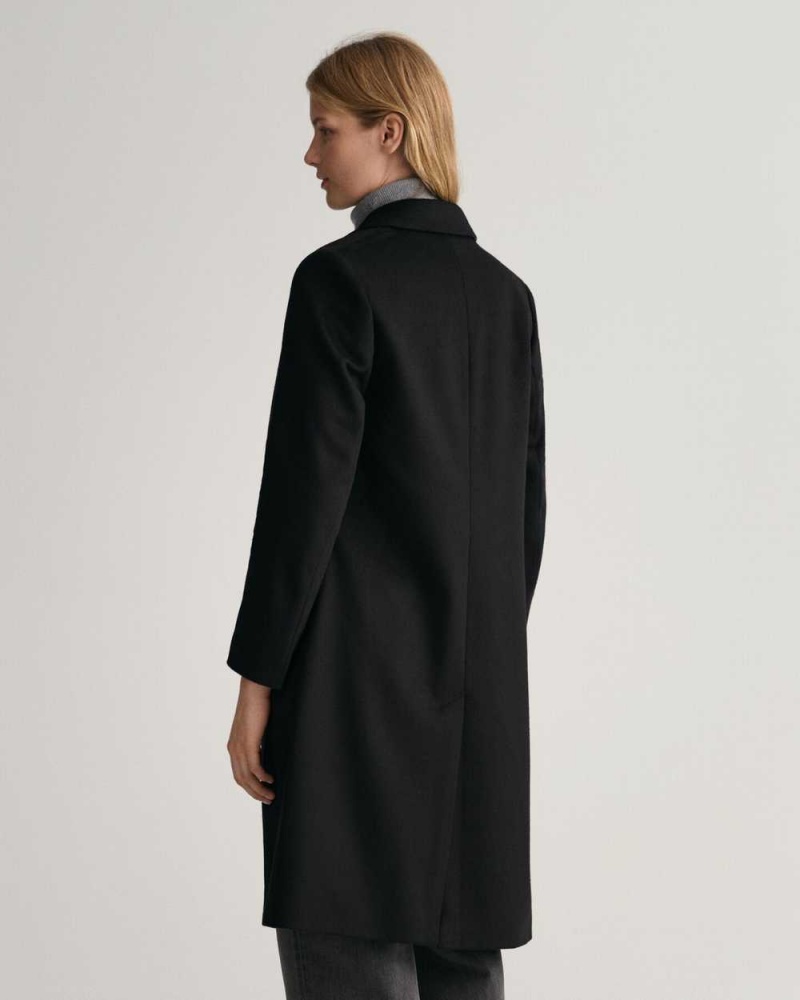 Gant Wool Blend Tailored Women's Coats Ebony Black | NCXHD-7390