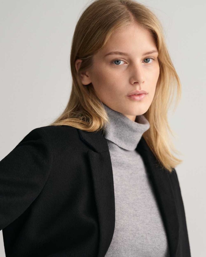 Gant Wool Blend Tailored Women's Coats Ebony Black | NCXHD-7390