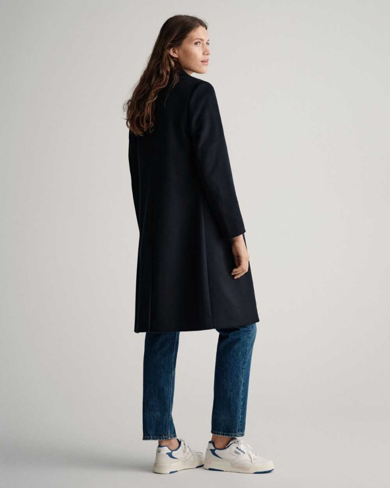 Gant Wool Blend Tailored Women's Coats Evening Blue | ZYICK-3745