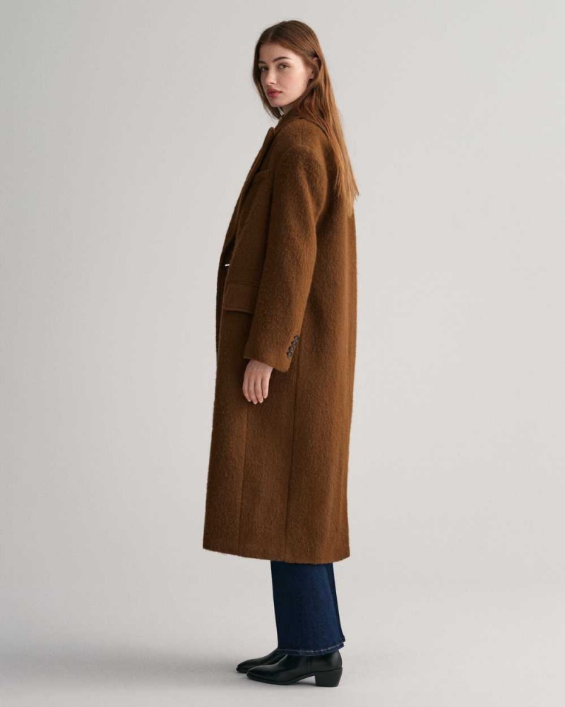 Gant Wool Blend Women's Coats Chocolate Brown | TSENG-4128