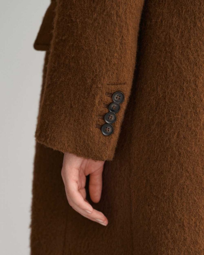 Gant Wool Blend Women's Coats Chocolate Brown | TSENG-4128