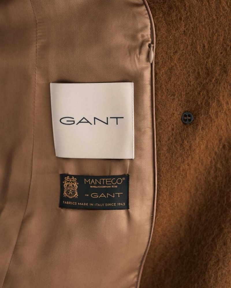 Gant Wool Blend Women's Coats Chocolate Brown | TSENG-4128