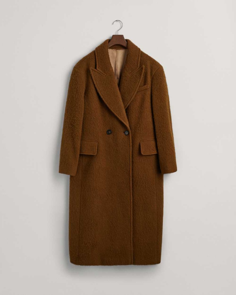 Gant Wool Blend Women's Coats Chocolate Brown | TSENG-4128