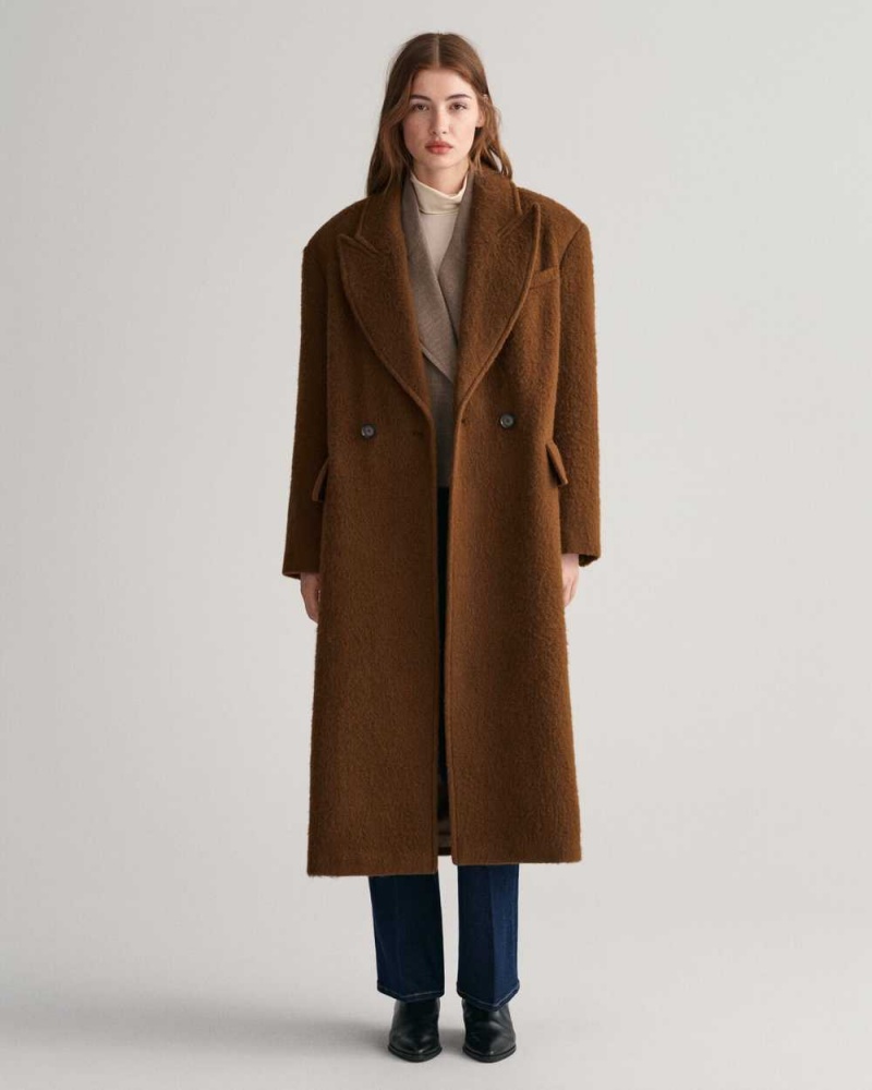 Gant Wool Blend Women\'s Coats Chocolate Brown | TSENG-4128