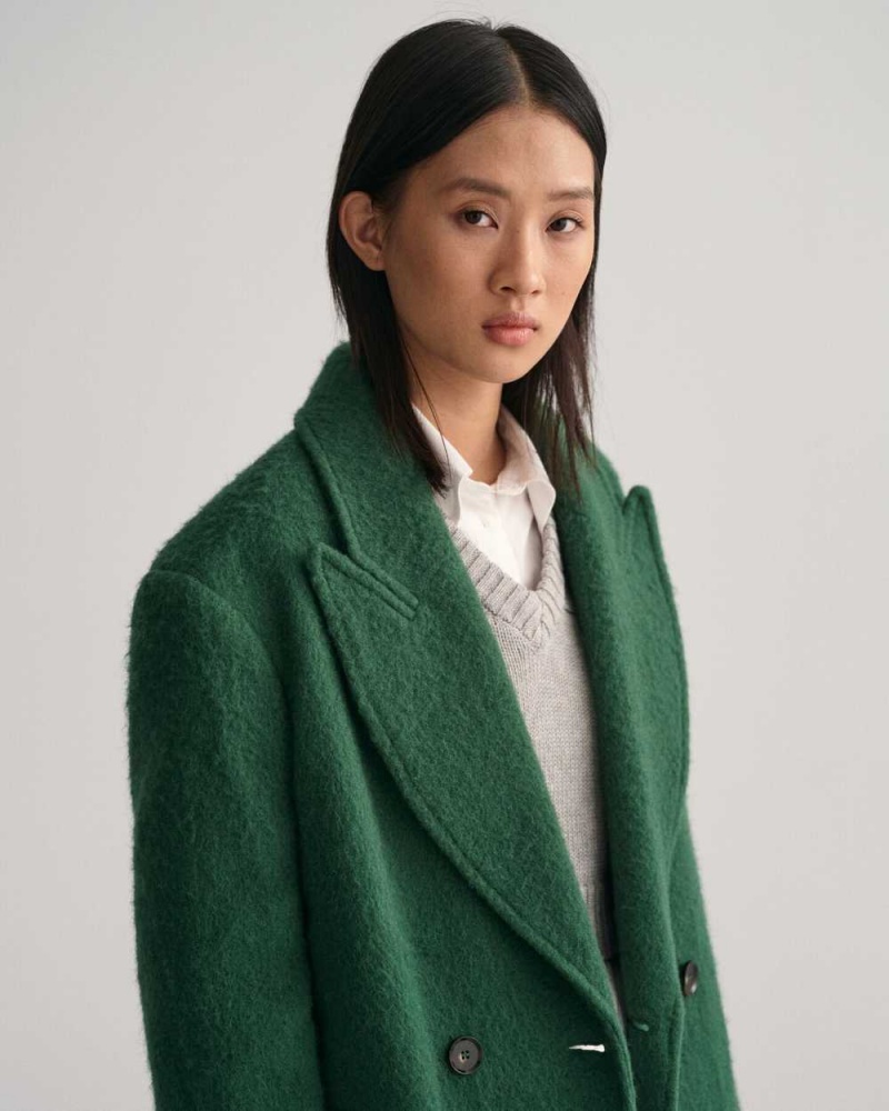 Gant Wool Blend Women's Coats Forest Green | OHCYM-6023