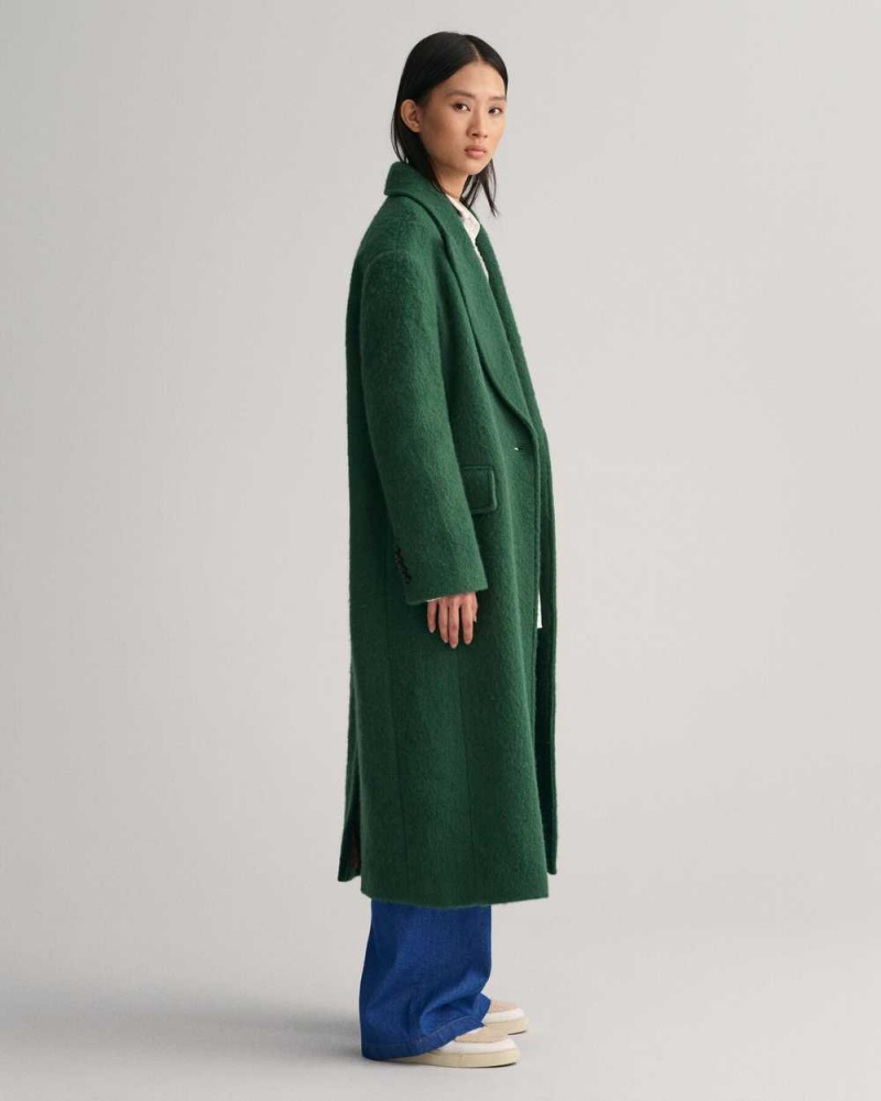 Gant Wool Blend Women's Coats Forest Green | OHCYM-6023