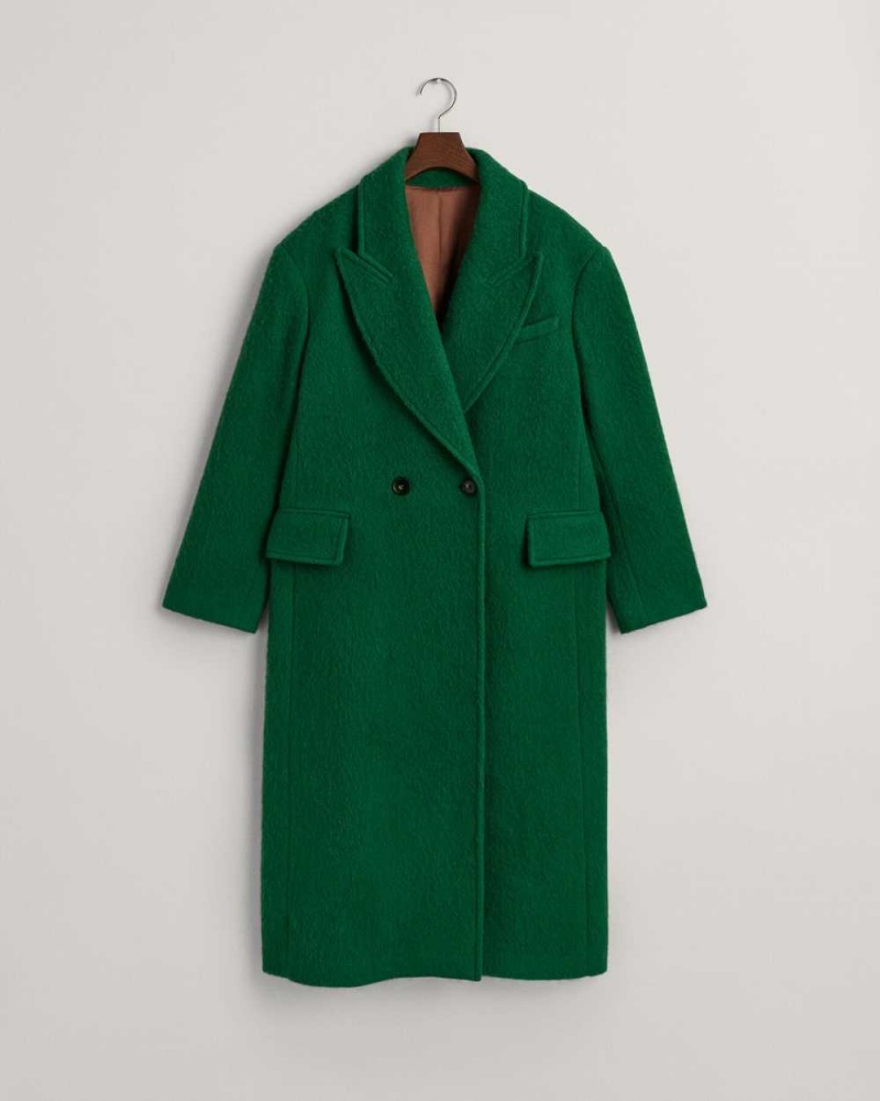 Gant Wool Blend Women's Coats Forest Green | OHCYM-6023