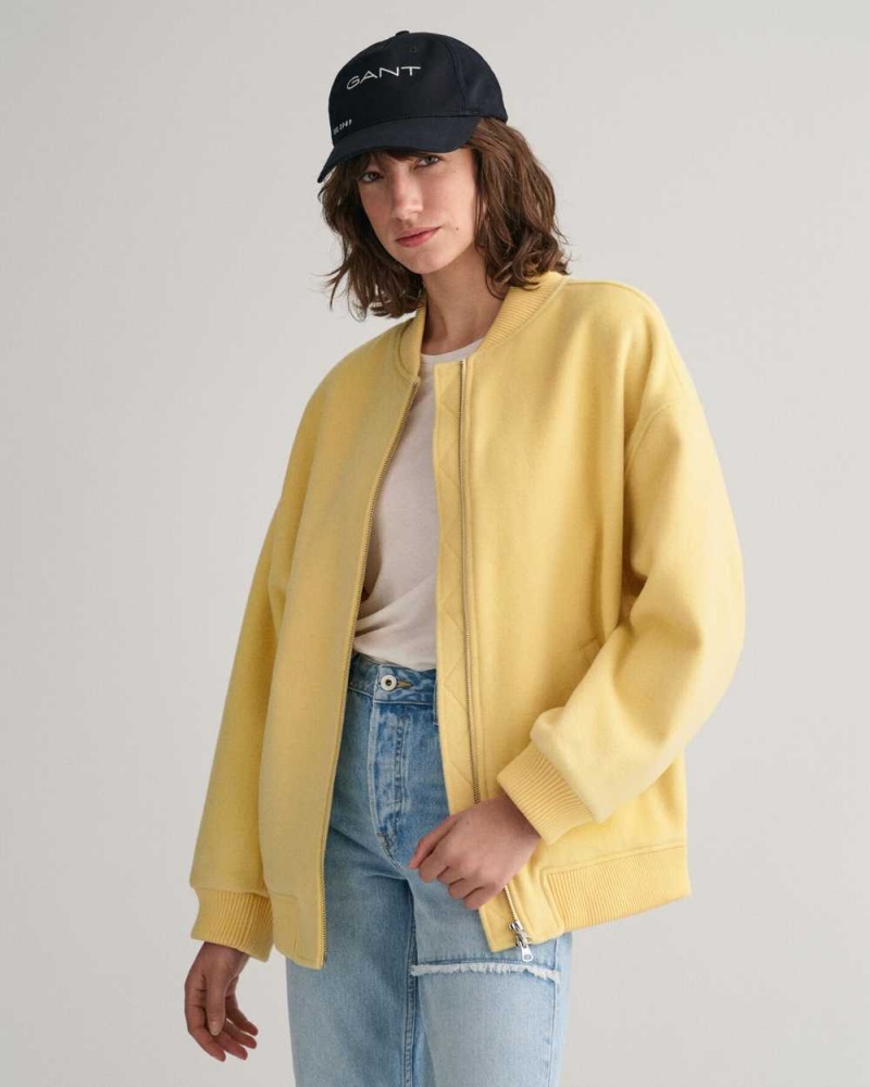 Gant Wool Bomber Women\'s Jackets Dusty Light Yellow | KQXYG-6702