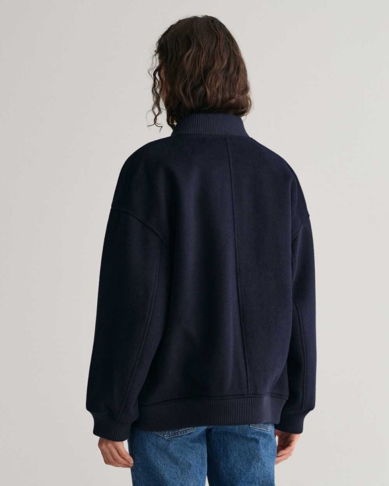 Gant Wool Bomber Women's Jackets Evening Blue | BKVLT-1965