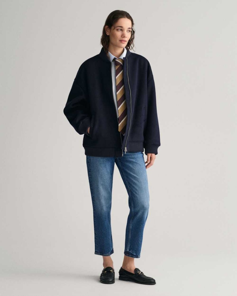 Gant Wool Bomber Women's Jackets Evening Blue | BKVLT-1965