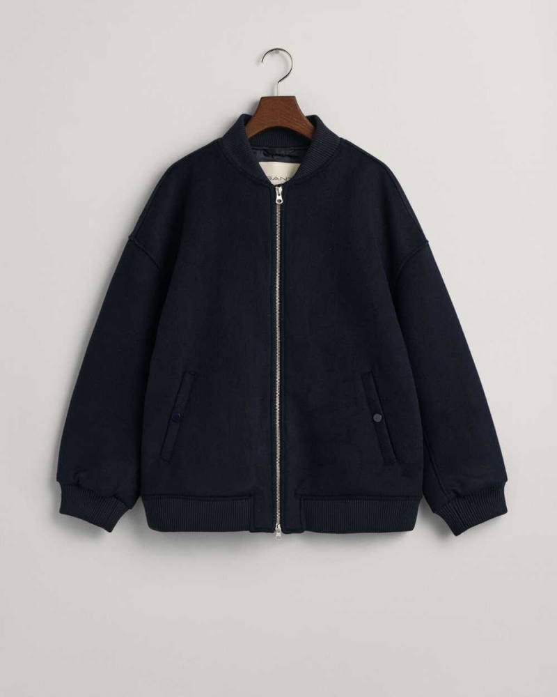 Gant Wool Bomber Women's Jackets Evening Blue | BKVLT-1965