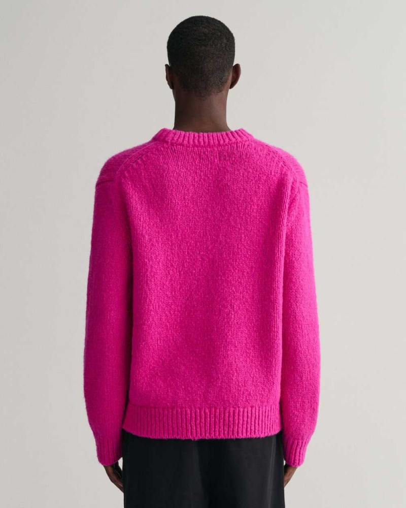 Gant Wool Bouclé Crew Neck Women's Sweater Barley Pink | QOAYJ-2057