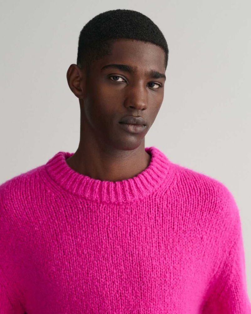 Gant Wool Bouclé Crew Neck Women's Sweater Barley Pink | QOAYJ-2057