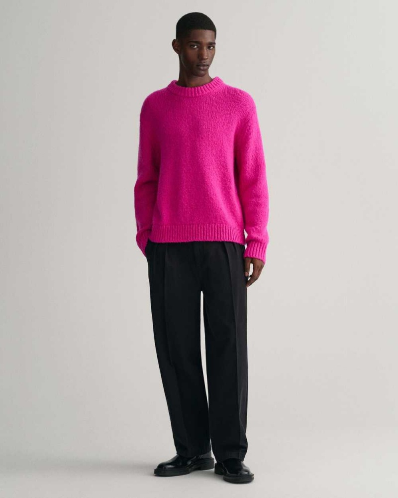 Gant Wool Bouclé Crew Neck Women's Sweater Barley Pink | QOAYJ-2057