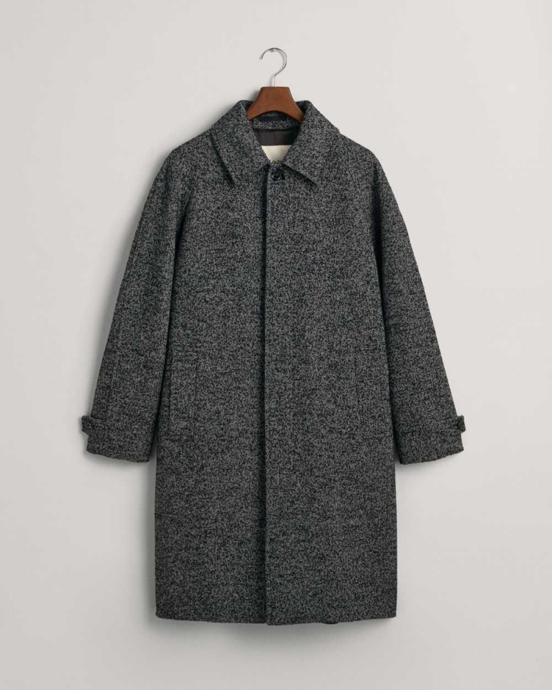 Gant Wool Car Men's Coats Ebony Black | GCLXA-7168