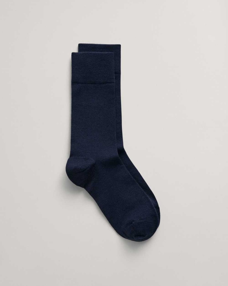 Gant Wool Men\'s Socks Marine | JCNVD-6735