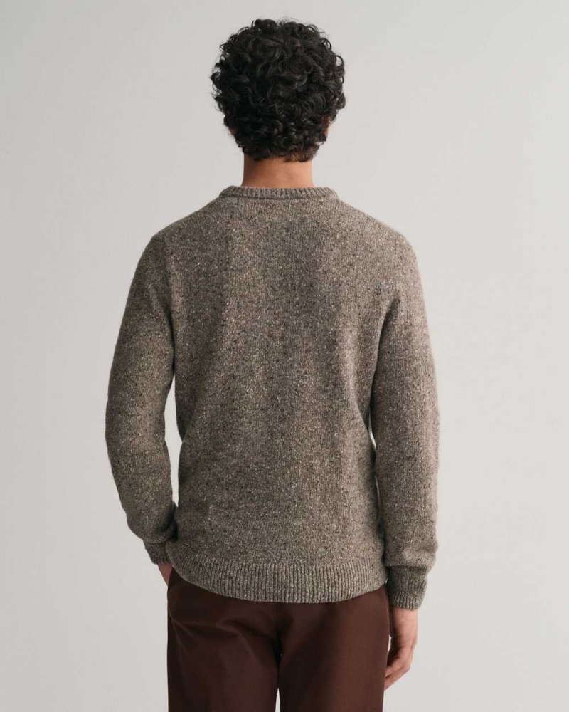 Gant Wool Nepps Crew Neck Men's Sweater Dark Grey Melange | ZMRKX-7536