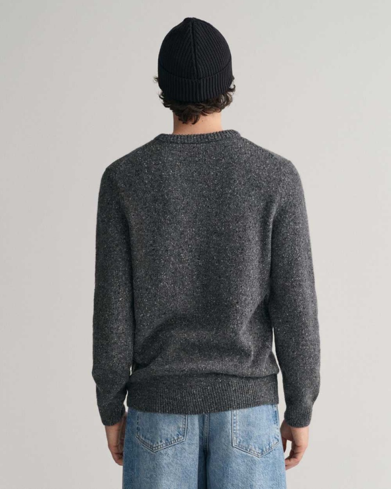 Gant Wool Nepps Crew Neck Men's Sweater Dark Grey | KAEQD-8450