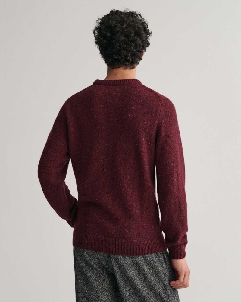 Gant Wool Nepps Crew Neck Men's Sweater Plumped Red | UTEVW-5314