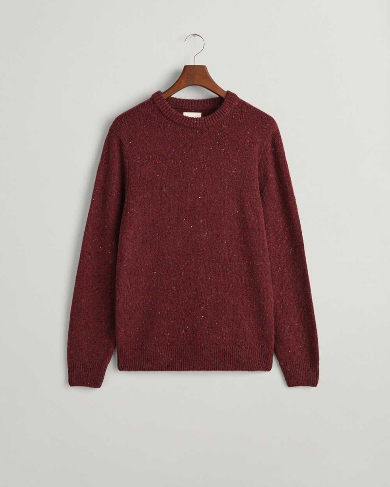 Gant Wool Nepps Crew Neck Men's Sweater Plumped Red | UTEVW-5314