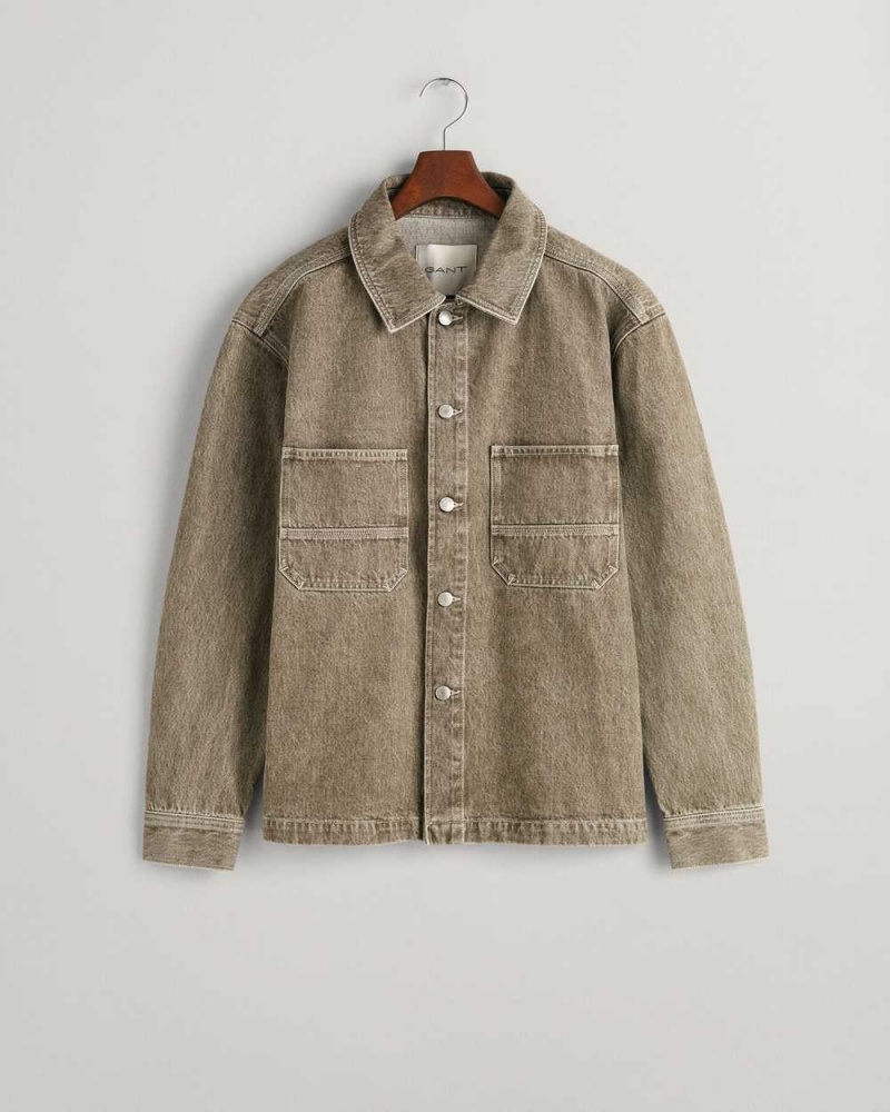 Gant Workwear Over Men's Shirts Desert Brown | PFXBC-2719